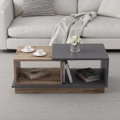 Consept Couchtisch | 100 % MELAMIN | Anthrazit, Eiche