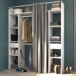 Corrida Offener Kleiderschrank - 176x48x203cm - mit Vorhang - weiß
