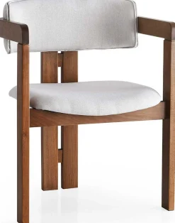 CO - 011 Stuhl | LEINENSTOFF / SCHICHTWERK | Creme Walnuss