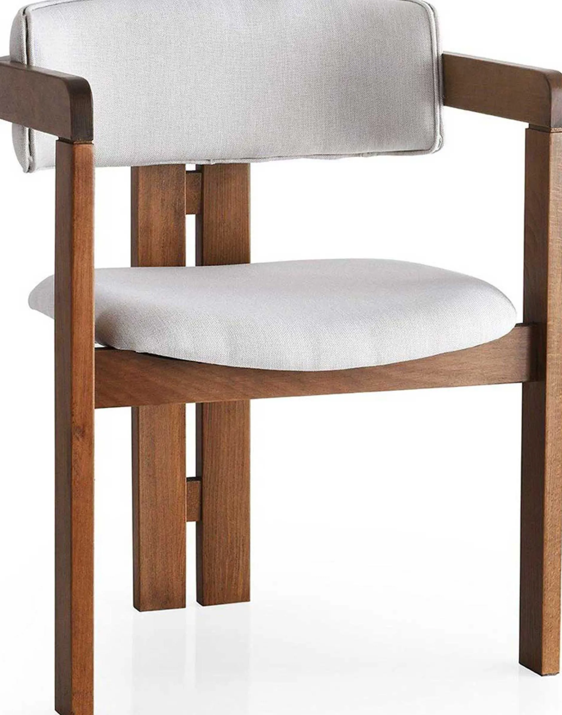 CO - 011 Stuhl | LEINENSTOFF / SCHICHTWERK | Creme Walnuss