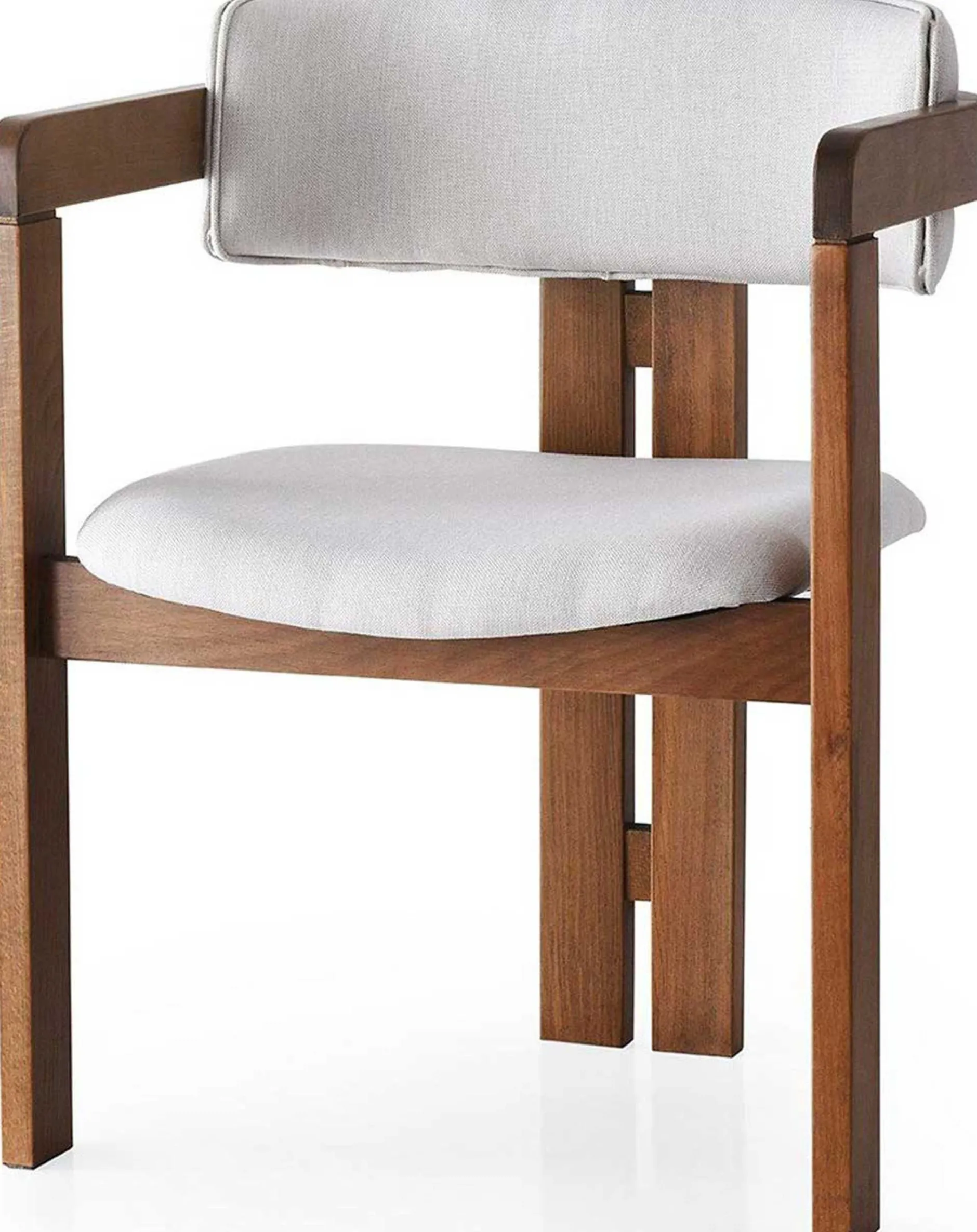 CO - 011 Stuhl | LEINENSTOFF / SCHICHTWERK | Creme Walnuss