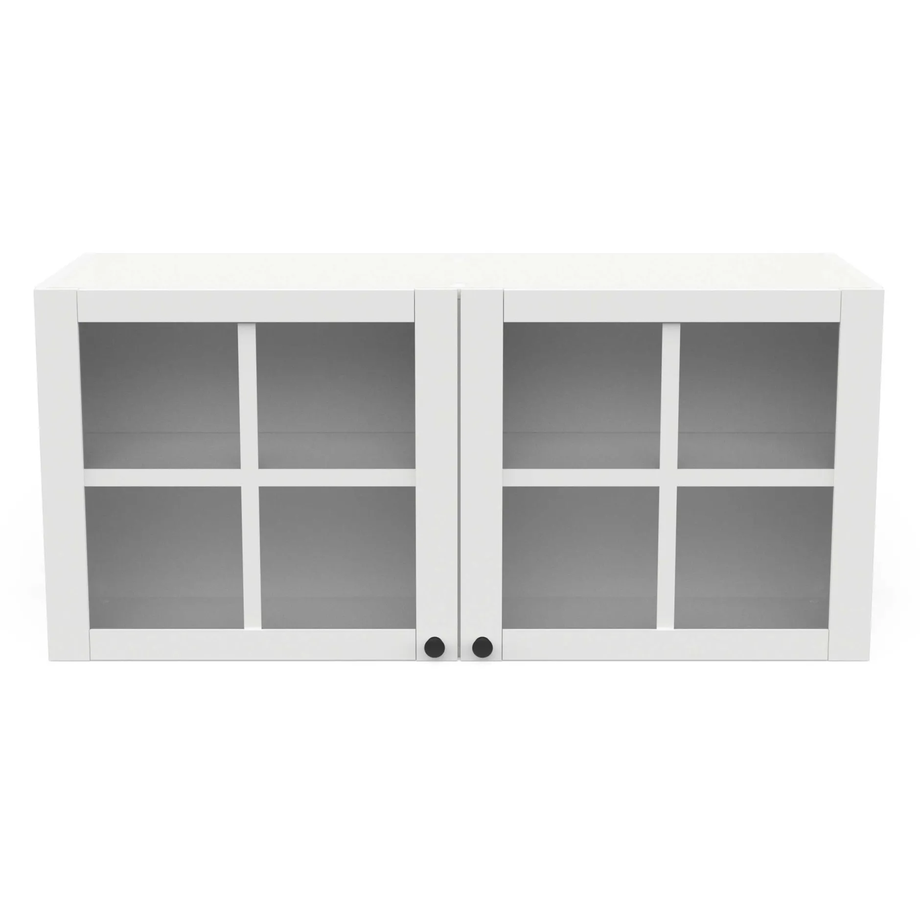 Cottage Hängeschrank - 120x37x55cm - 2 Türen aus Glas - weiß