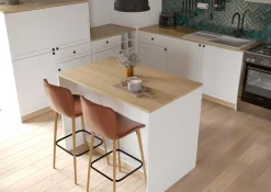 Cottage Küchenschrank - 1 Tür und 1 Schublade - mit Flaschenhalter - Dekor Weiß/Eiche