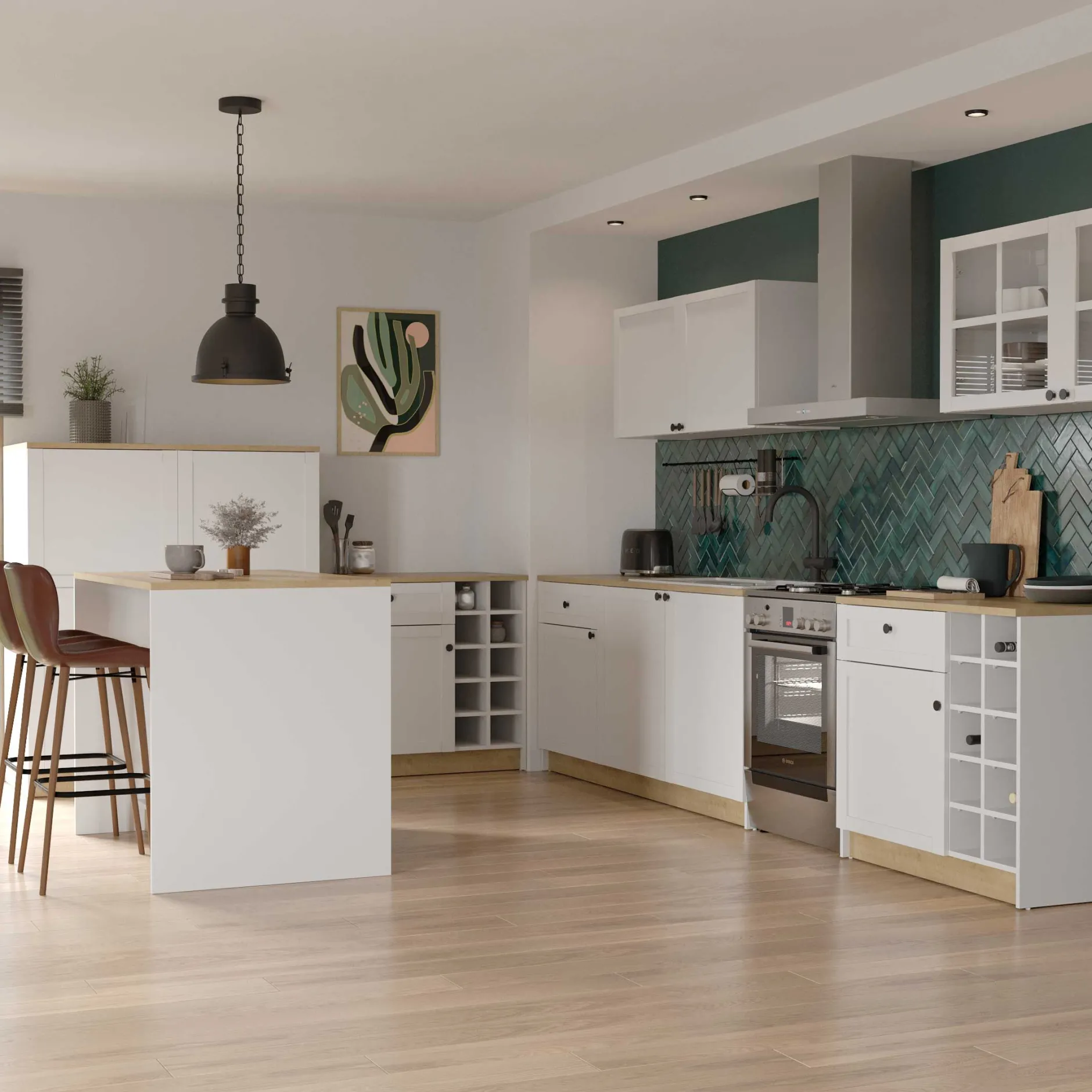 Cottage Oberschrank - 120x37x55cm - 2 Türen - weiß
