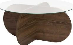 Couchtisch Aeris - 100% TEMPERED GLASS - Walnuss - 35 x 75 x 75 cm