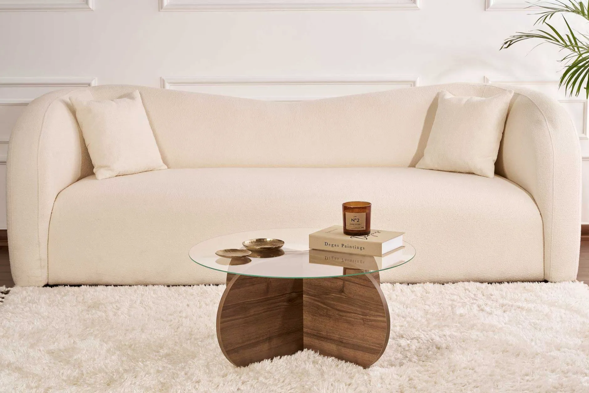 Couchtisch Aeris - 100% TEMPERED GLASS - Walnuss - 35 x 75 x 75 cm