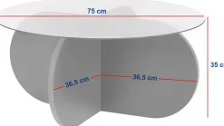 Couchtisch Aeris - 100% TEMPERED GLASS - Travertin - 35 x 75 x 75 cm