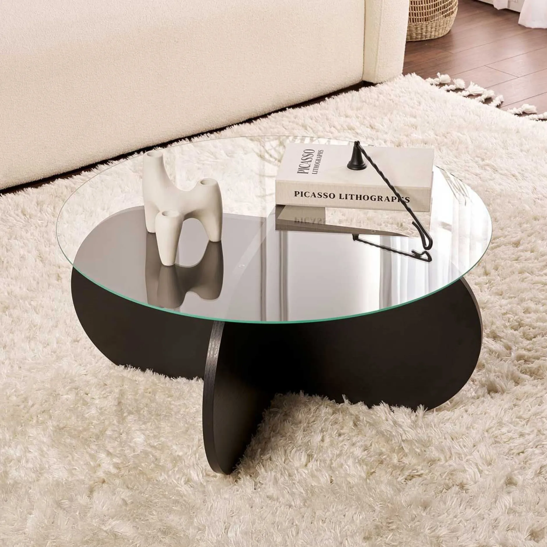 Couchtisch Aeris - 100% TEMPERED GLASS - Holzschwarz - 35 x 75 x 75 cm
