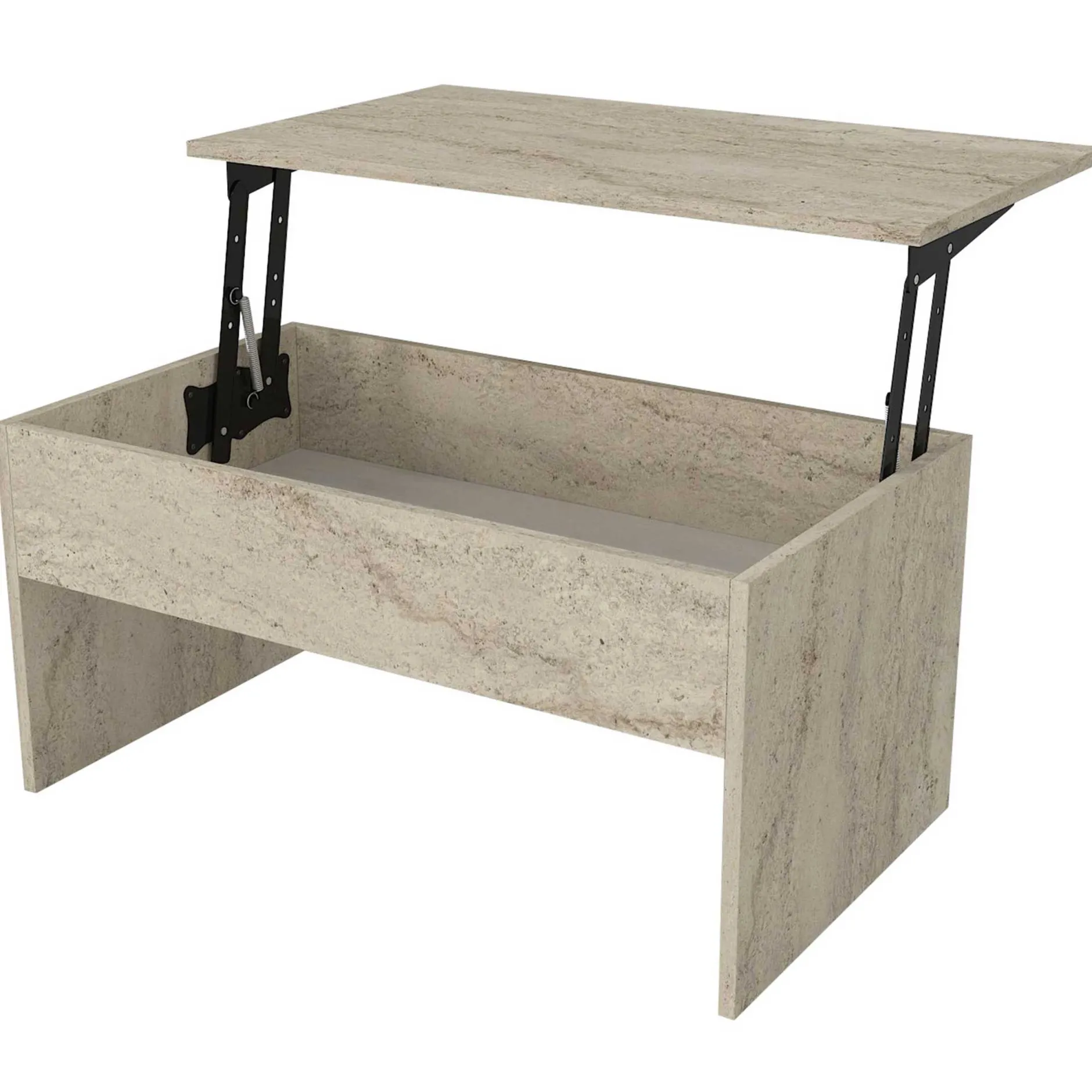 Couchtisch Akilli - 90x52x45cm - mit Ablage - Travertin