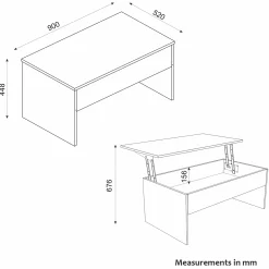 Couchtisch Akilli - 90x52x45cm - mit Ablage - Travertin