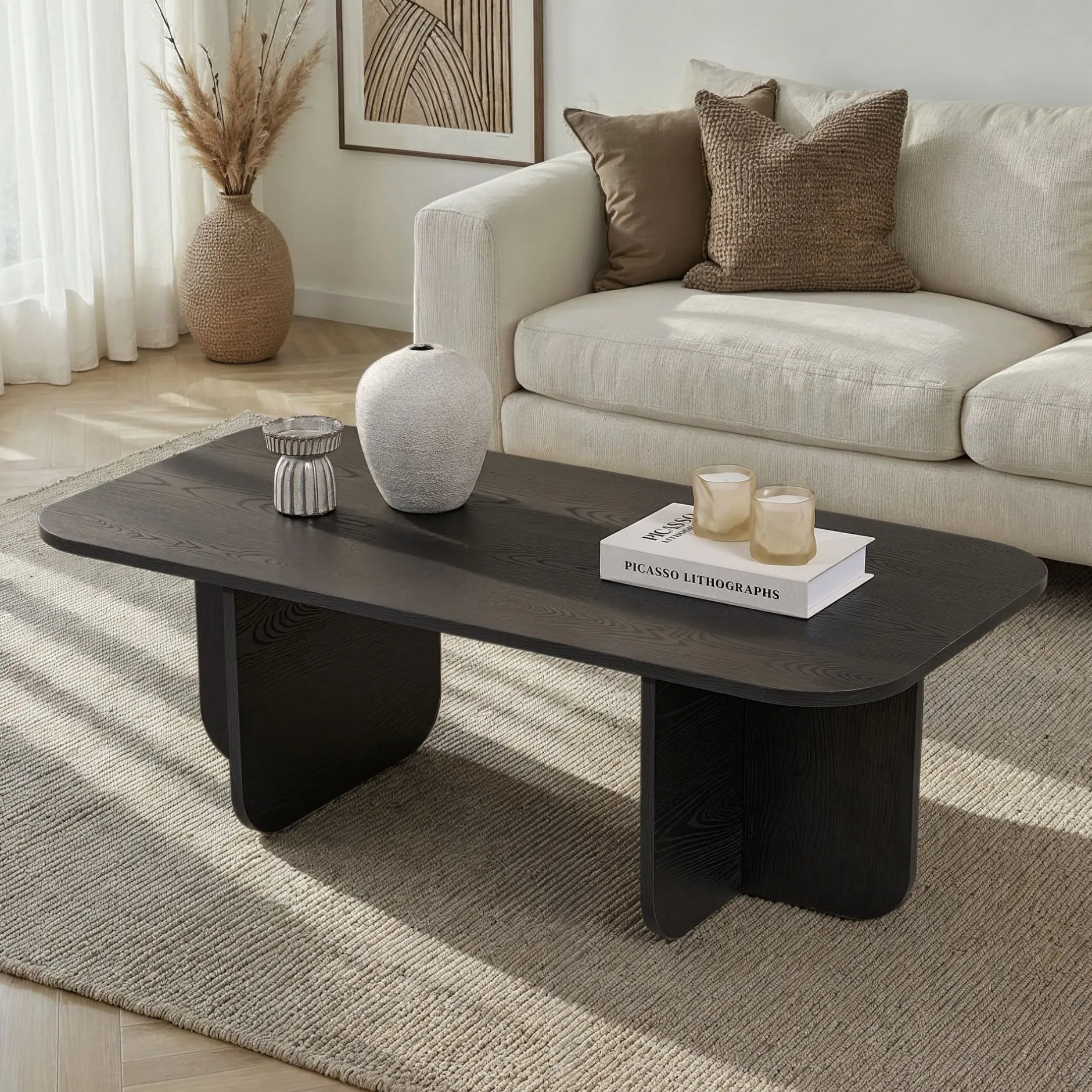Couchtisch Akira - 100% MELAMINE - Holzschwarz - 41 x 60 x 120 cm