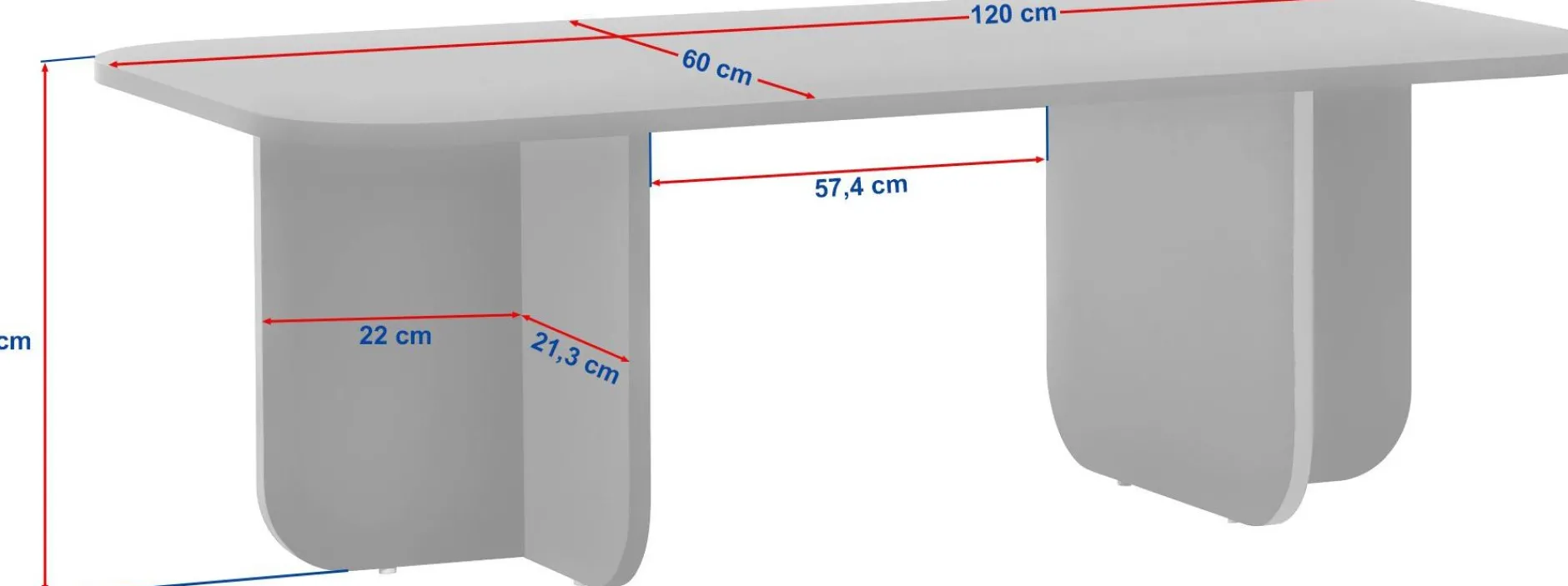Couchtisch Akira - 100% MELAMINE - Walnuss - 41 x 60 x 120 cm