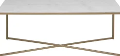 Couchtisch Alisma 120x60cm - weißer Marmor/Gold