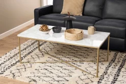 Couchtisch Alisma 120x60cm - weißer Marmor/Gold