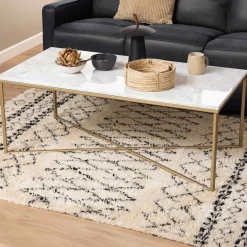 Couchtisch Alisma 120x60cm - weißer Marmor/Gold