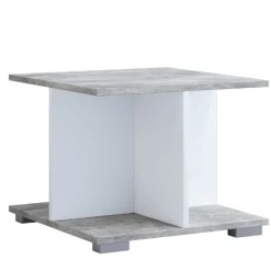 Couchtisch Annelieke 50x50 cm 4 offene Fächer-weiß/Beton