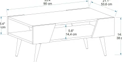 Couchtisch Aren - 100% MELAMINE - Beige - 90 x 38 x 53,6 cm