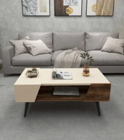 Couchtisch Aren - 100% MELAMINE - Beige - 90 x 38 x 53,6 cm