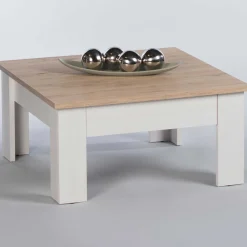Couchtisch Armando 78 x 78cm mit 1 Schublade - Eiche/Weiß