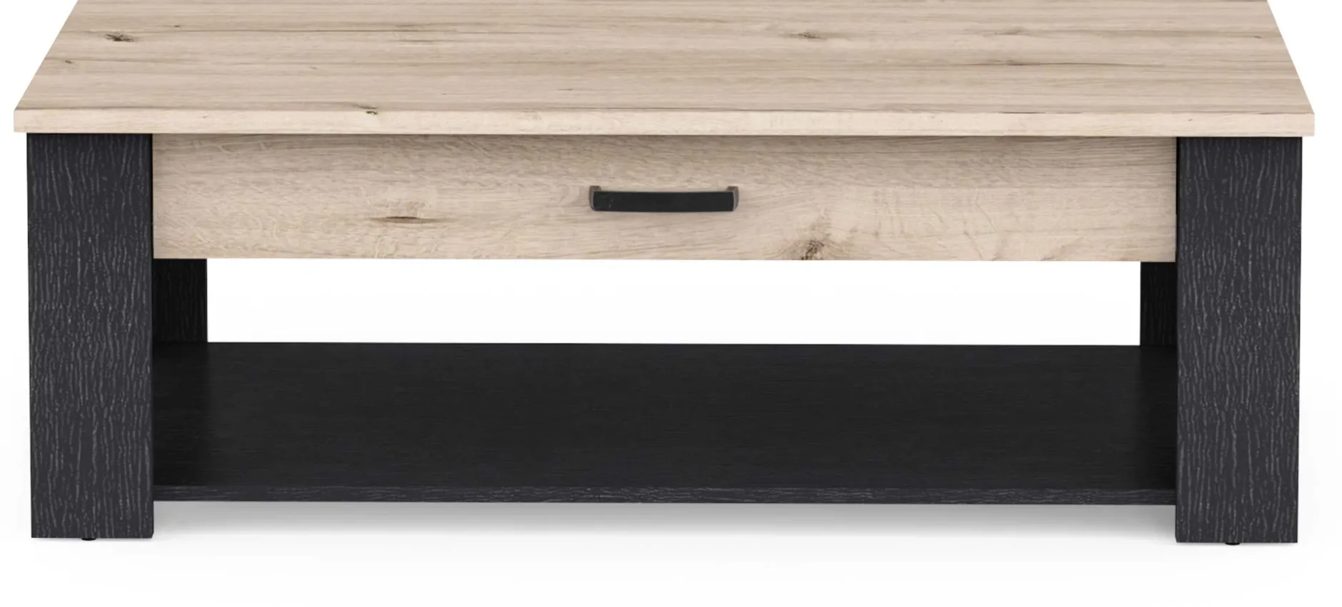 Couchtisch Aubrey - 120x64x41cm - mit Schublade - Eiche Dekor/schwarz