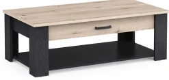 Couchtisch Aubrey - 120x64x41cm - mit Schublade - Eiche Dekor/schwarz