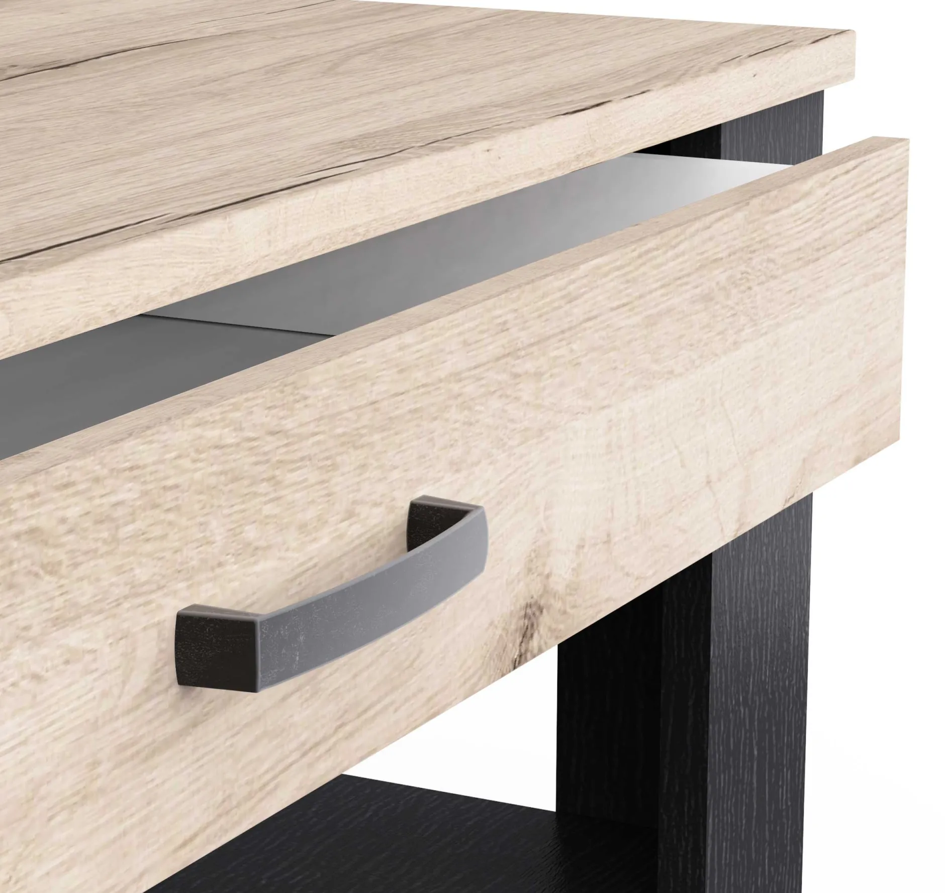 Couchtisch Aubrey - 120x64x41cm - mit Schublade - Eiche Dekor/schwarz
