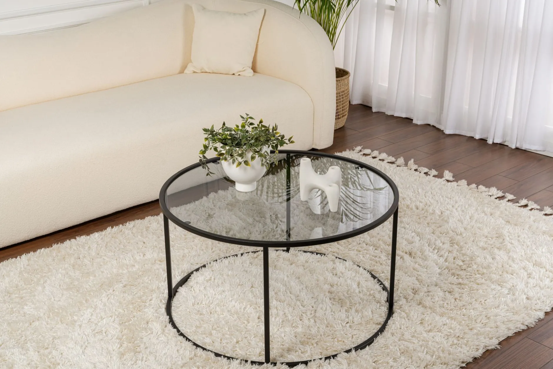 Couchtisch Aurum - 100% TEMPERED GLASS - Schwarz - 43 x 80 x 80 cm