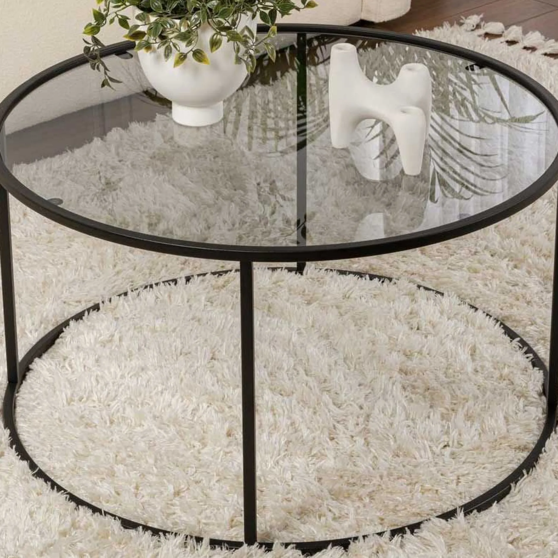Couchtisch Aurum - 100% TEMPERED GLASS - Schwarz - 43 x 80 x 80 cm