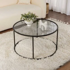 Couchtisch Aurum - 100% TEMPERED GLASS - Schwarz - 43 x 80 x 80 cm