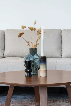Couchtisch aus braunem Nussbaumfurnier Ø75x36 cm