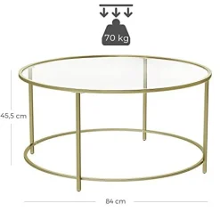 Couchtisch aus Glas mit goldenem Stahlrahmen: Stilvoll und langlebig