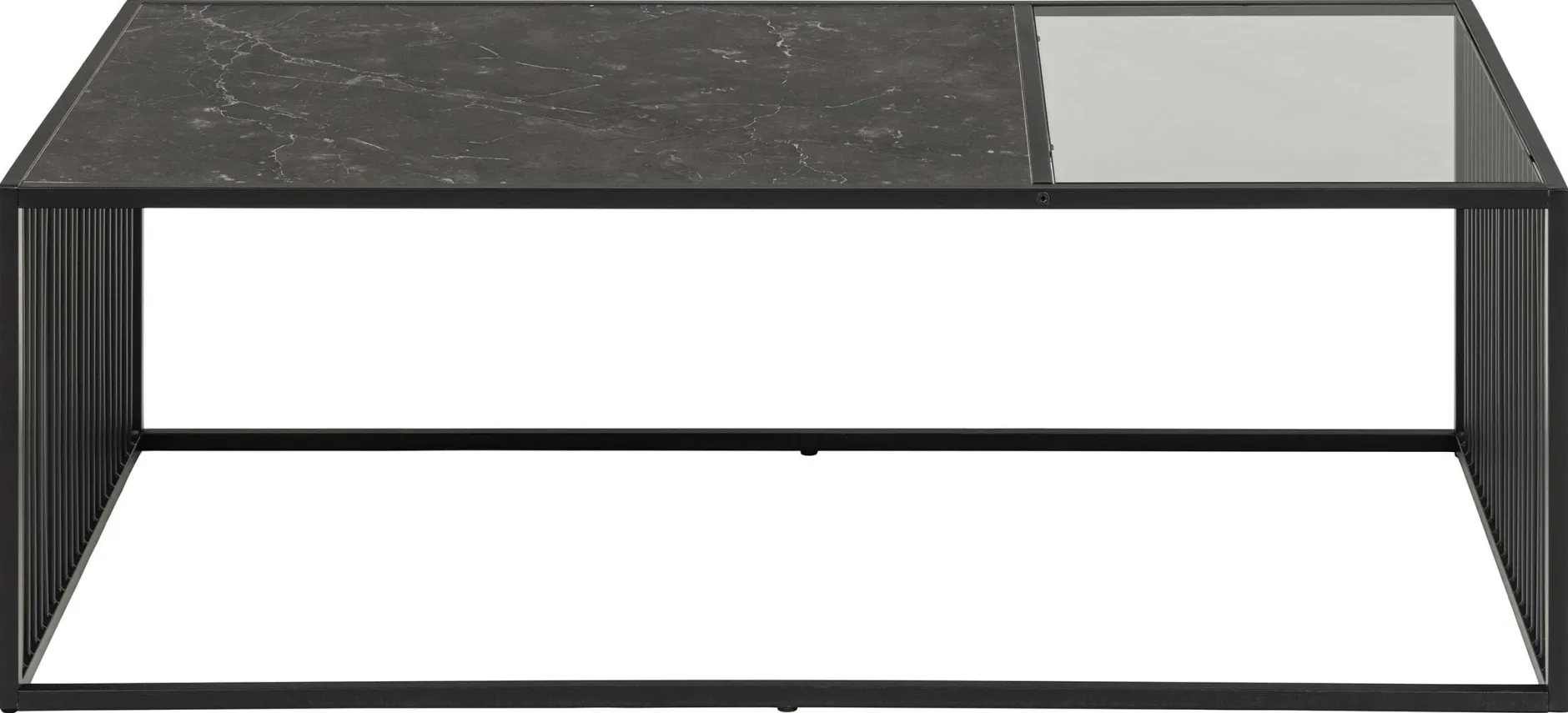 Couchtisch aus Marmor und Glas, Drahtgestell, 120x60cm