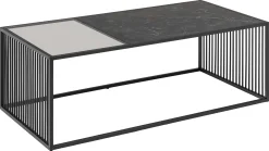 Couchtisch aus Marmor und Glas, Drahtgestell, 120x60cm