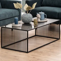 Couchtisch aus Marmor und Glas, Drahtgestell, 120x60cm
