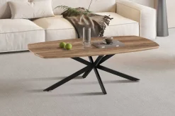 Couchtisch Aziz - 130x70x42,5cm - Dänisches Oval - Mangoholz/Schwarz