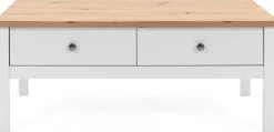 Couchtisch Berge 100x55 mit 2 Schubladen - weiß/Eiche