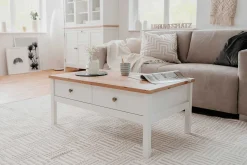 Couchtisch Berge 100x55 mit 2 Schubladen - weiß/Eiche