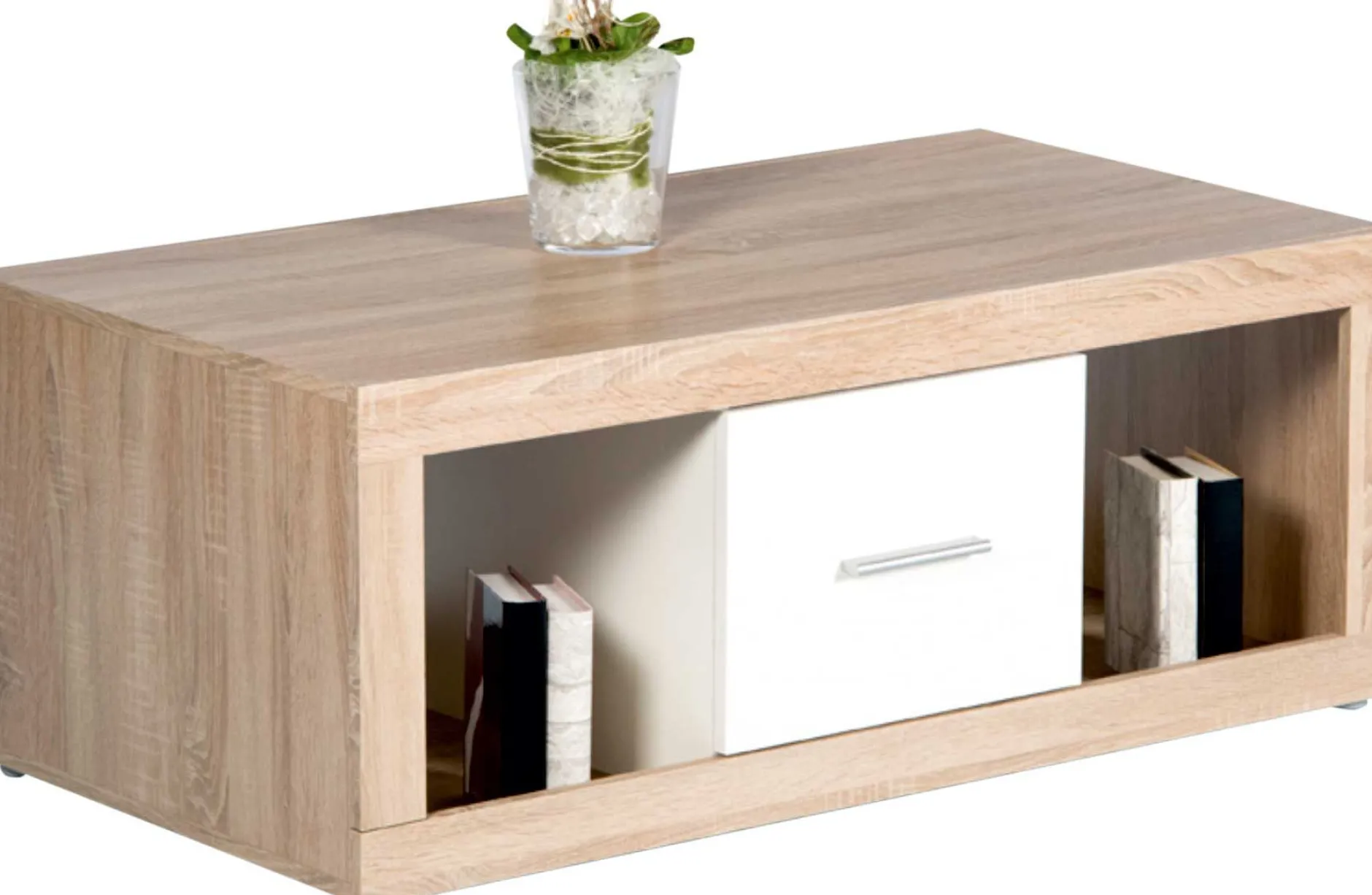 Couchtisch Brekalo 115cm mit 2 Schubladen - Eiche/Weiß