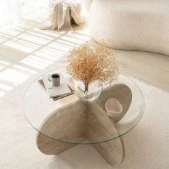 Couchtisch Bubble - 100% MELAMINE - Travertin - 75 x 35 x 75 cm