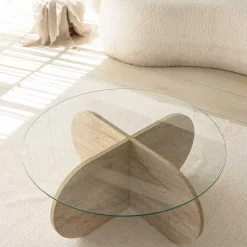Couchtisch Bubble - 100% MELAMINE - Travertin - 75 x 35 x 75 cm