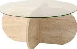 Couchtisch Bubble - 100% MELAMINE - Travertin - 75 x 35 x 75 cm
