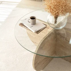 Couchtisch Bubble - 100% MELAMINE - Travertin - 75 x 35 x 75 cm