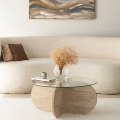 Couchtisch Bubble - 100% MELAMINE - Travertin - 75 x 35 x 75 cm