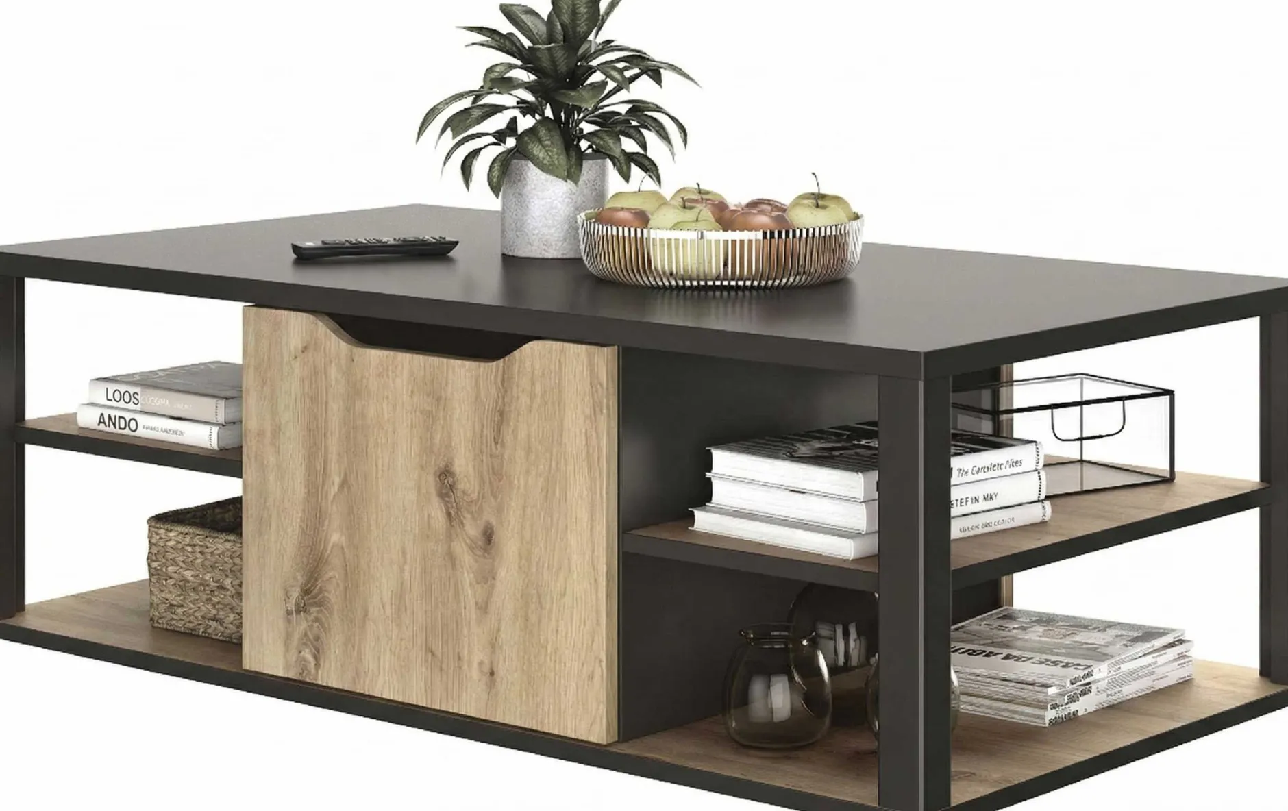 Couchtisch Butch 110x60cm - Eiche Dekor/schwarz