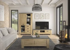 Couchtisch Candor mit Ablage - Eiche/Beton