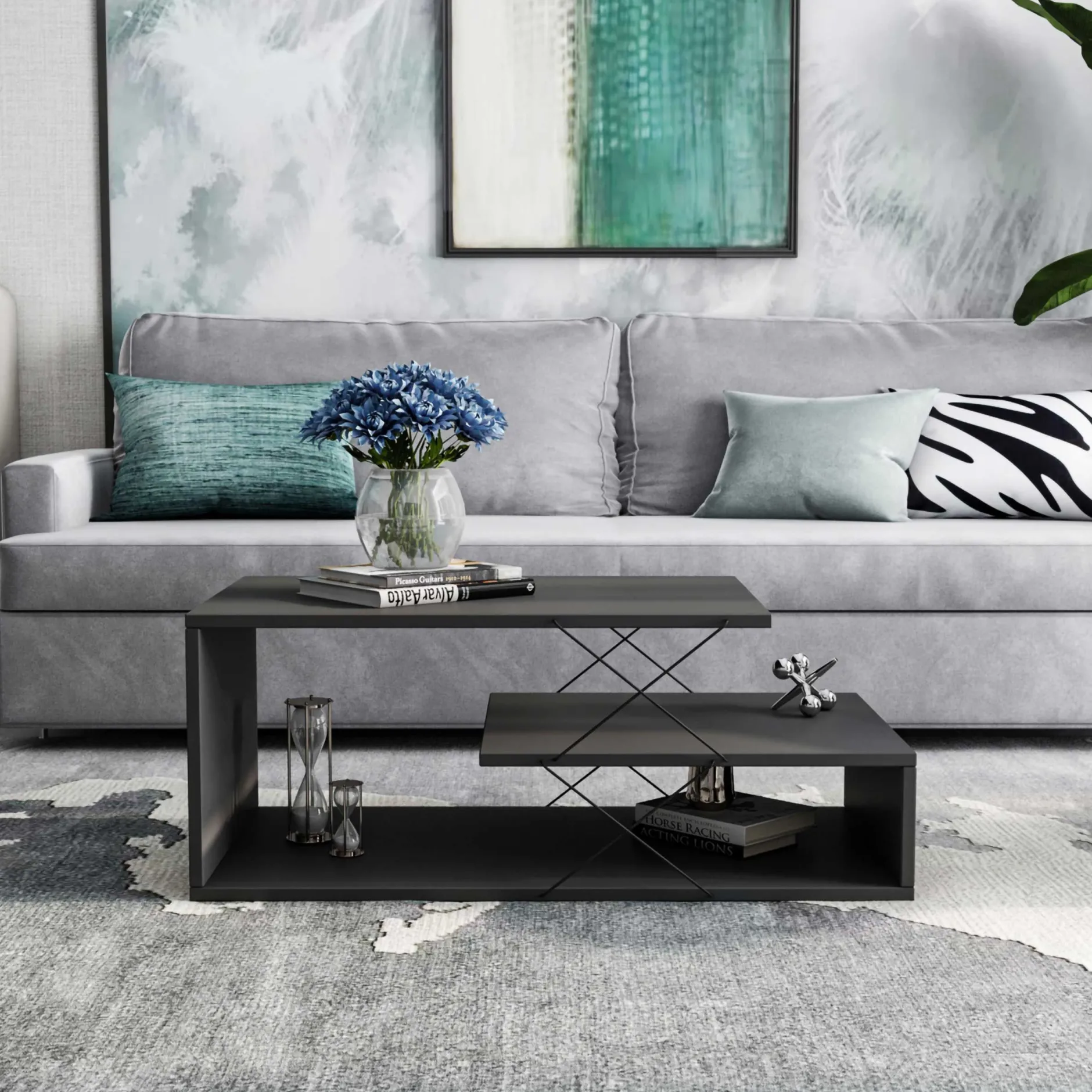 Couchtisch Cayenne - 100% MELAMINE - Anthrazit - 100 x 40 x 50 cm