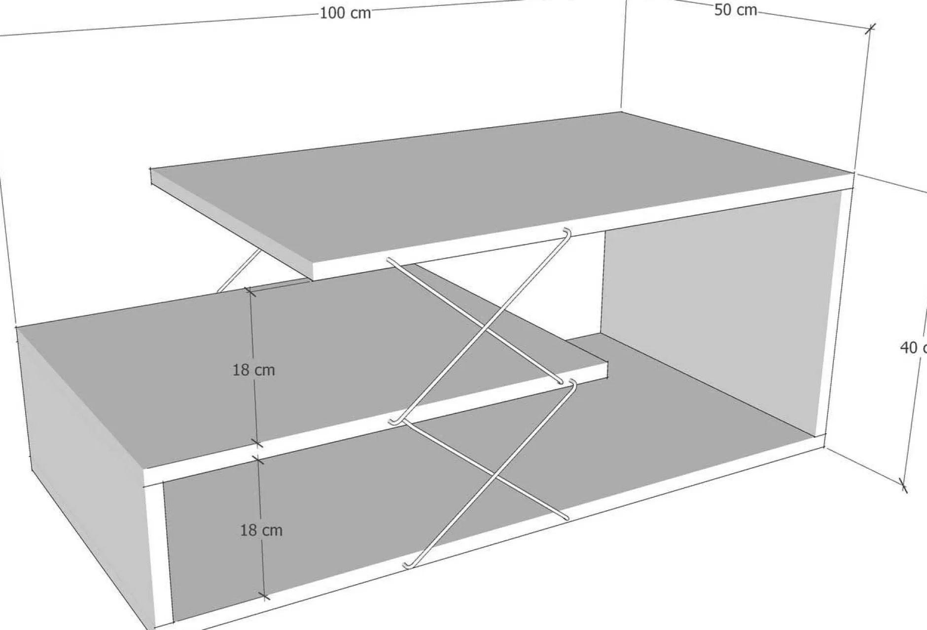 Couchtisch Cayenne - 100% MELAMINE - Anthrazit - 100 x 40 x 50 cm