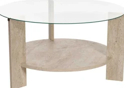 Couchtisch Clara - 100% TEMPERED GLASS - Travertin - 40 x 75 x 75 cm