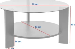 Couchtisch Clara - 100% TEMPERED GLASS - Travertin - 40 x 75 x 75 cm