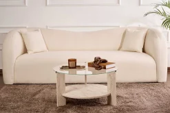 Couchtisch Clara - 100% TEMPERED GLASS - Travertin - 40 x 75 x 75 cm